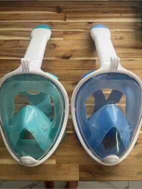 Full Face Snorkel Masks in Teal and Blue